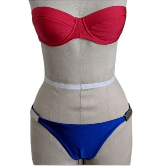 ZIMMERMANN Separates Sculpt Crimson/Cobalt Bikini NWOT - Picture 10 of 10